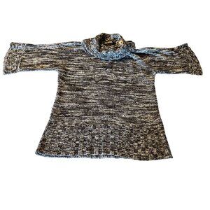 Allegra Womens Black &‎ White Knit Sweater With Buttoned Collar Size S